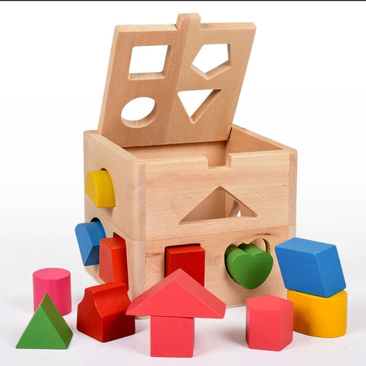 Wooden Hole Shape Intelligence Box Big Shape ,wood Puzzle Geometric Shape Blocks
