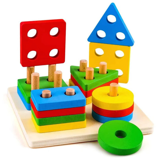 Montessori Wooden Sorting and Stacking Toy Game for Kids